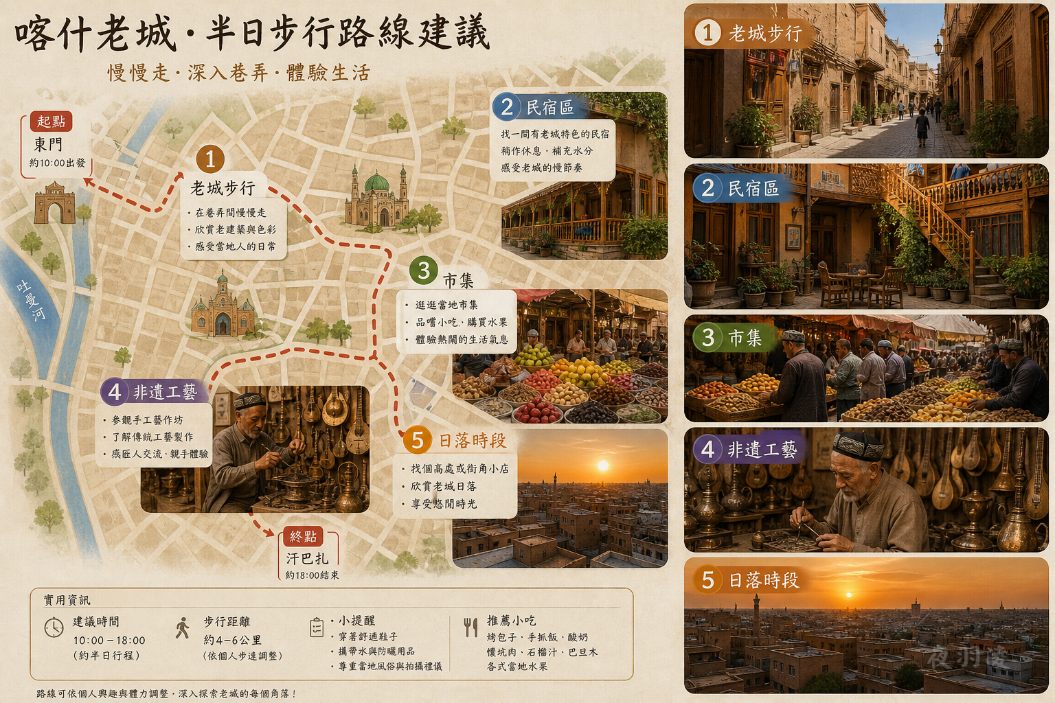 喀什古城半日路線圖建議