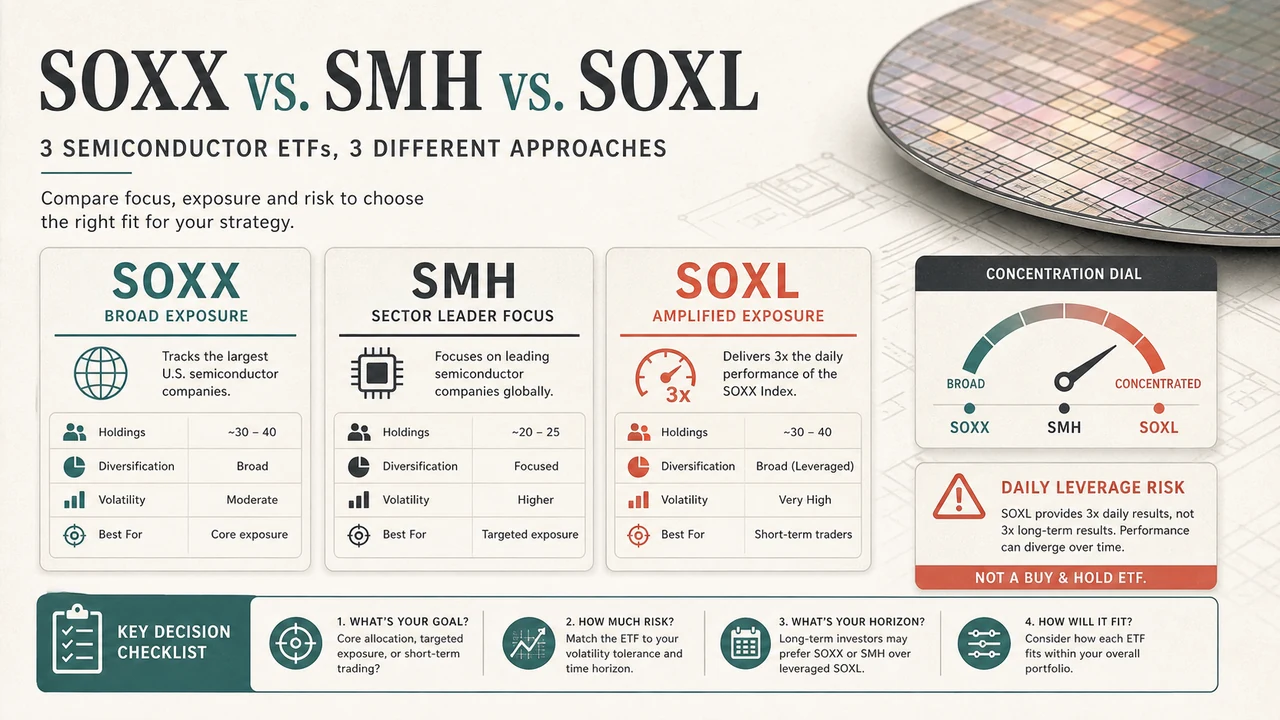 SOXX vs SMH vs SOXL: Which Semiconductor ETF to Buy in 2026 (and the One to Avoid)